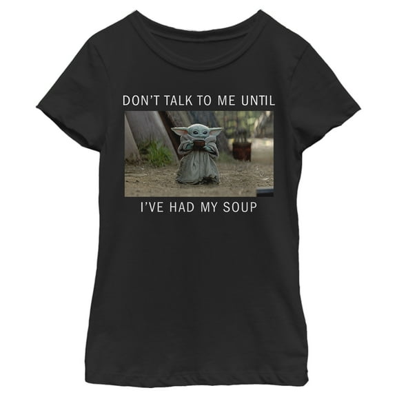 Girl's Star Wars: The Mandalorian Grogu Don't Talk to Me Until I've Had My Soup Meme  Graphic Tee Black X Large
