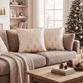 thumbnail image 3 of Sm:)e Beige Pine Tree Velvet Christmas Throw Pillow Covers 18x18 Inch Set of 2, Gold Foil Print Luxury Decorative Cushion Covers for Sofa Home Decor, 3 of 8