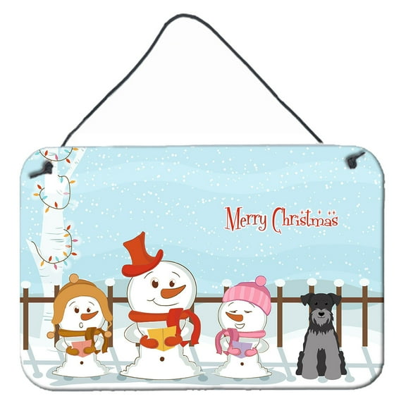 Carolines Treasures BB2383DS812 Merry Christmas Carolers Miniature Schanuzer Black Silver Wall or Door Hanging Prints