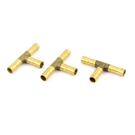 8mm One Way Gear - 3Pcs 3 Way T-Shaped 8mm Tube Connector Brass Fuel Hose Barb Fittings