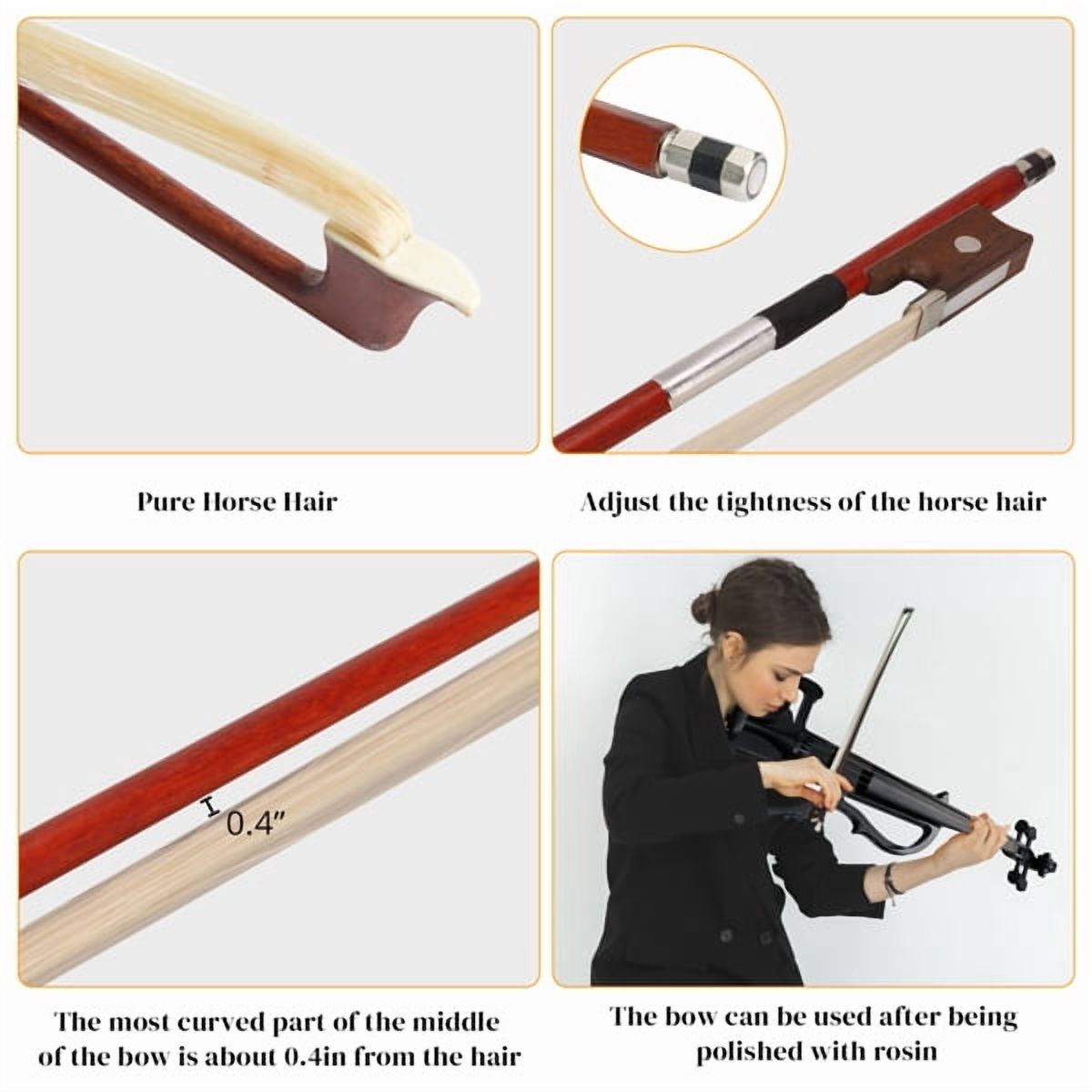 Alvantor Full-Size 4/4 Electric Violin Set with Basswood Back and Sides for Adult and Student Players, Black