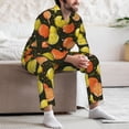 thumbnail image 7 of Naloa Orange Lemon Men’s Pajamas Set - Long Sleeve Button Down Sleep Shirt and Pajama Bottoms Sleepwear Set-Small, 7 of 7