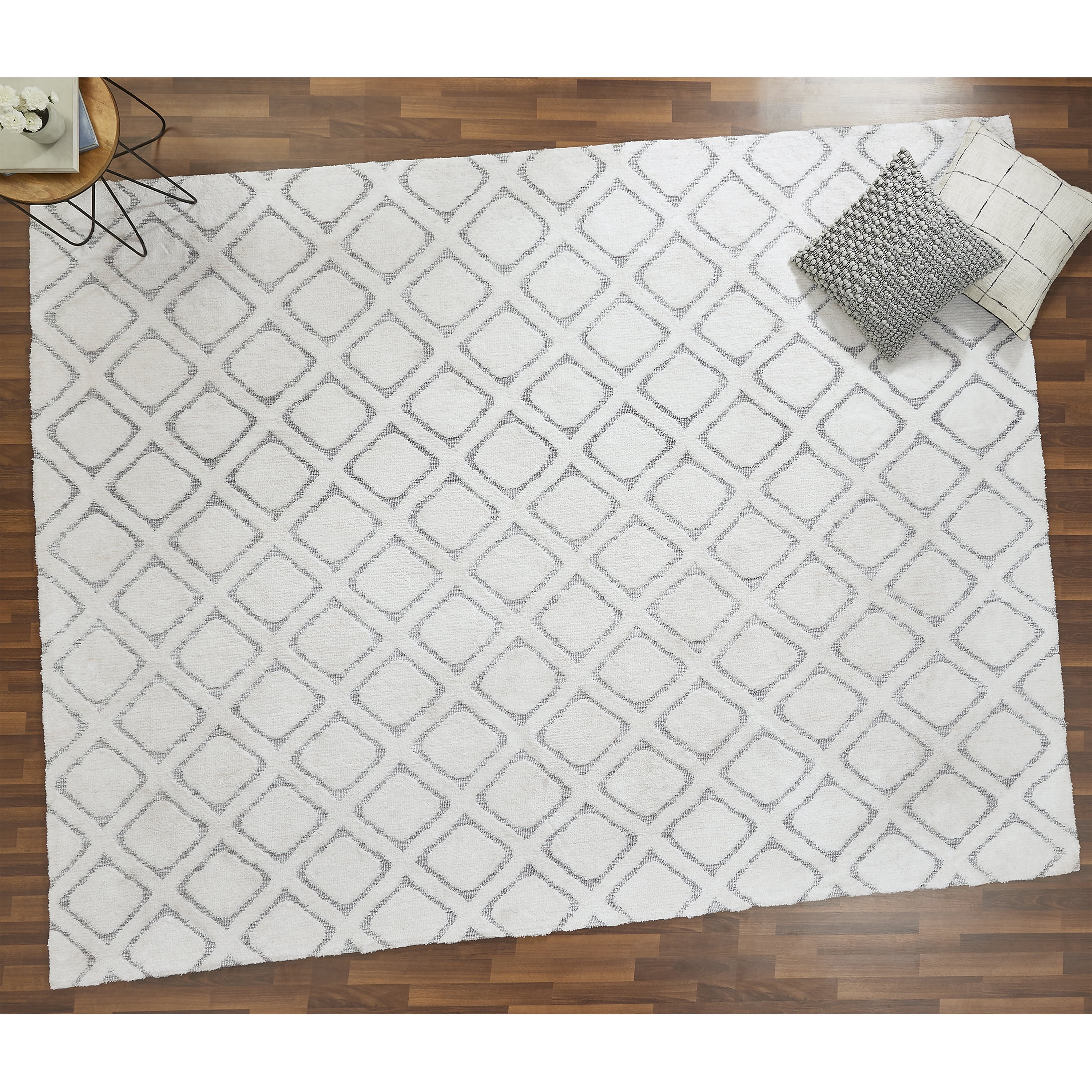 Better Homes & Gardens Tufted Diamond Indoor Area Rug, Ivory, High-Low Pile, 8' x 10'