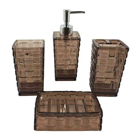 Hampton Bathroom Accessories Set 4 Piece Bath Ensemble Hampton Bathroom Accessories Set 4 Piece Bath Ensemble Collection Features Soap Dispenser Toothbrush
