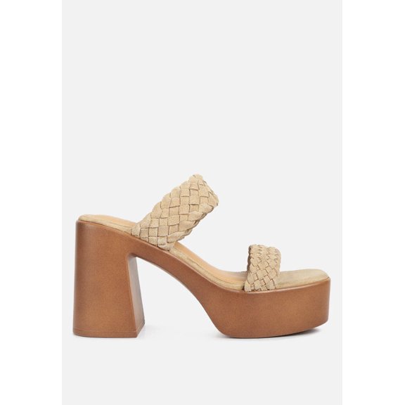 Misaki Woven Suede Strap Platform Sandals