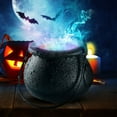 thumbnail image 4 of BGZLEU Witches Bubbling 4.3" Black Cauldron with Spooky COLOR CHANGING Fogger - Great for Halloween Decor, Parties, Candy Bucket - Kettle Includes Handle - 4.3 Inch Diameter, 4 of 6