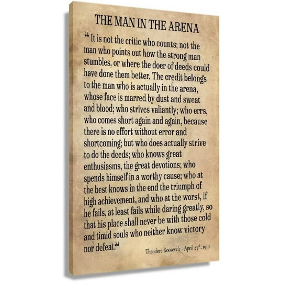 Aaheei The Man In The Arena Poster Inspirational Wall Art Prints Modern Vintage Pictures Canvas Motivational Quotes Wall Decor For Bedroom