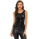 thumbnail image 1 of INSPIRE CHIC Camiseta sin mangas con cuello redondo y lentejuelas brillantes para mujer Negro L, 1 of 4