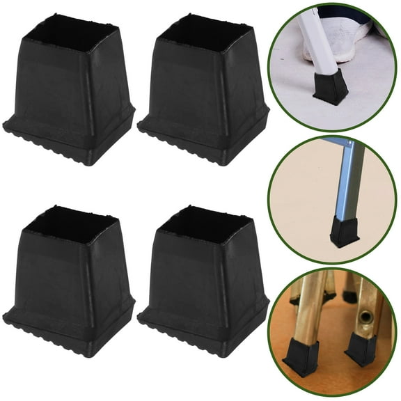 NICEXMAS 4Pcs Extension Ladder Feet Covers Black Silicone Non Skid Protective Floor Pads