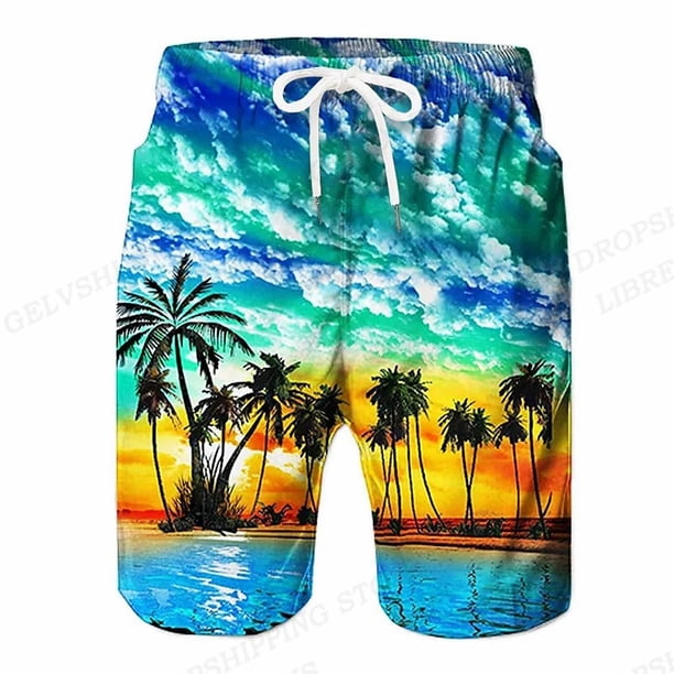 Pantalones cortos de natación para hombre, Shorts de playa para tabla de surf 3d de Coconut Tree, ropa deportiva para niño Fivean unisex