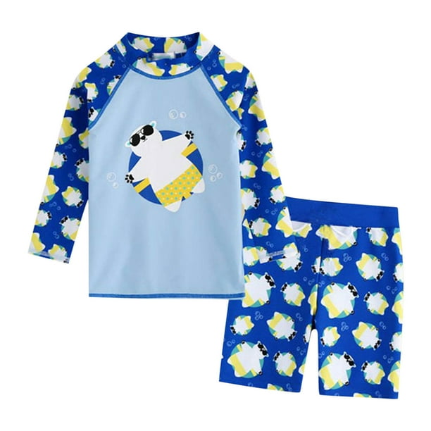 Odeerbi 3-8 Años Trajes de Baño Antisarpullido de Manga Larga Para Niños Traje de Baño de Entrenamiento Atlético de Dos Piezas Traje de Baño de Dinosaurio