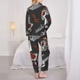 thumbnail image 5 of Kll Japanese Sushi Hashi Print Women'S Long Sleeve Pajamas With Pants Sleepwear Loungewear 2 Set-Large, 5 of 9