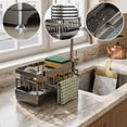 thumbnail image 3 of Bxaolu Stainless Steel Sponge Holder with Kitchen Sink Storage Rack Countertop Organizer for Dishcloth Soap Brushes Space Saving Kitchen Rack - Gray, 3 of 6