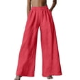 thumbnail image 2 of Tittly Sweatpants Women Lounge Pants Women Womens Cotton Casual Loose Pants Comfy Work Pants With Pockets Elastic High Waist Paper Bag Drawstring Pants Baggy Pants Wide Leg Pants Woman Red M, 2 of 4