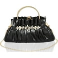 thumbnail image 1 of Crystal Rhinestone Evening Bags Women's Pleated Clutch Purses Vintage Leather Handbags, 1 of 7