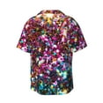 thumbnail image 6 of Lsque Color Shiny print Men's Cuban Collar Short Sleeve Shirt Summer Beachwear Casual Button Down Fashionable Vacation Leisure Shirt-Large, 6 of 7