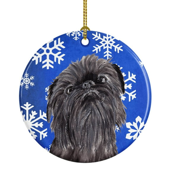 Carolines Treasures SC9601CO1 Brussels Griffon Winter Snowflakes Ceramic Ornament 3 in multicolor