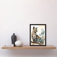 thumbnail image 2 of Savannah Cat and Wildflowers Modern Watercolour and Ink Illustration Artwork Framed Wall Art Print A4, 2 of 4