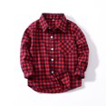 thumbnail image 3 of Little Kids Toddler Baby Boy Girl Shirt Jacket Plaid Long Sleeve Button Down Fall Flannel Shacket Coat Tops, 3 of 5