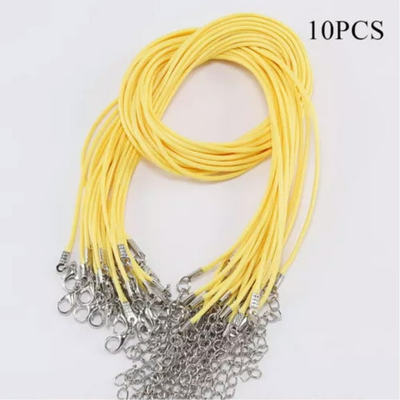 GKNET 10Pcs Leather Wax String Lobster Clasp Chain Pendant Necklace Rope Cords DIY 2MM-yellow-1.5mm