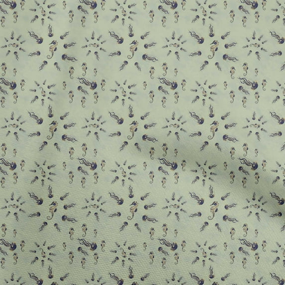 oneOone Georgette Viscose Teal Green Fabric Sea Diy Clothing Quilting Fabric Print Fabric By Yard 42 Inch Wide