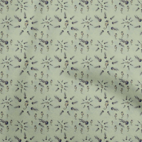 oneOone Cotton Cambric Teal Green Fabric Sea Sewing Fabric By The Yard Printed Diy Clothing Sewing Supplies 42 Inch Wide