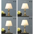 thumbnail image 2 of FSLiving Bedside Table Lamp with Beige Cloth Shade UL Button Switch Cord Slip UNO Fitter E26 Aeneous Iron Base Nightstand Desk Lamp Table Light Bulbs Not Included, 2 of 7