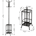 8 Hook Coat Hat Rack/Tree With Umbrella Holder, Black