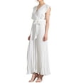 thumbnail image 4 of INSPIRE CHIC Women's Wrap Dress V Neck Ruffled Trim Fit & Flare Maxi Dress L White, 4 of 6
