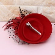 Fascinator Hats for Women Pillbox Cap with Flower Feather Mesh Veil and Hair Clip Cocktail Tea Party Headwear Headdress