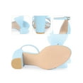 thumbnail image 2 of BLISSFUL STEP Women's Heels Bow Block Heel Ankle Strap Open Toe Sandals Sky Blue 10, 2 of 6