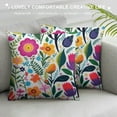 thumbnail image 3 of RUIYC   Colorful Flowers and Leaves Throw Pillow Covers Multicolor Florals Decorative Throw Pillows Home Decor Pillowcase Square Cushion Cover for Living Room Bedroom Bed, 3 of 5