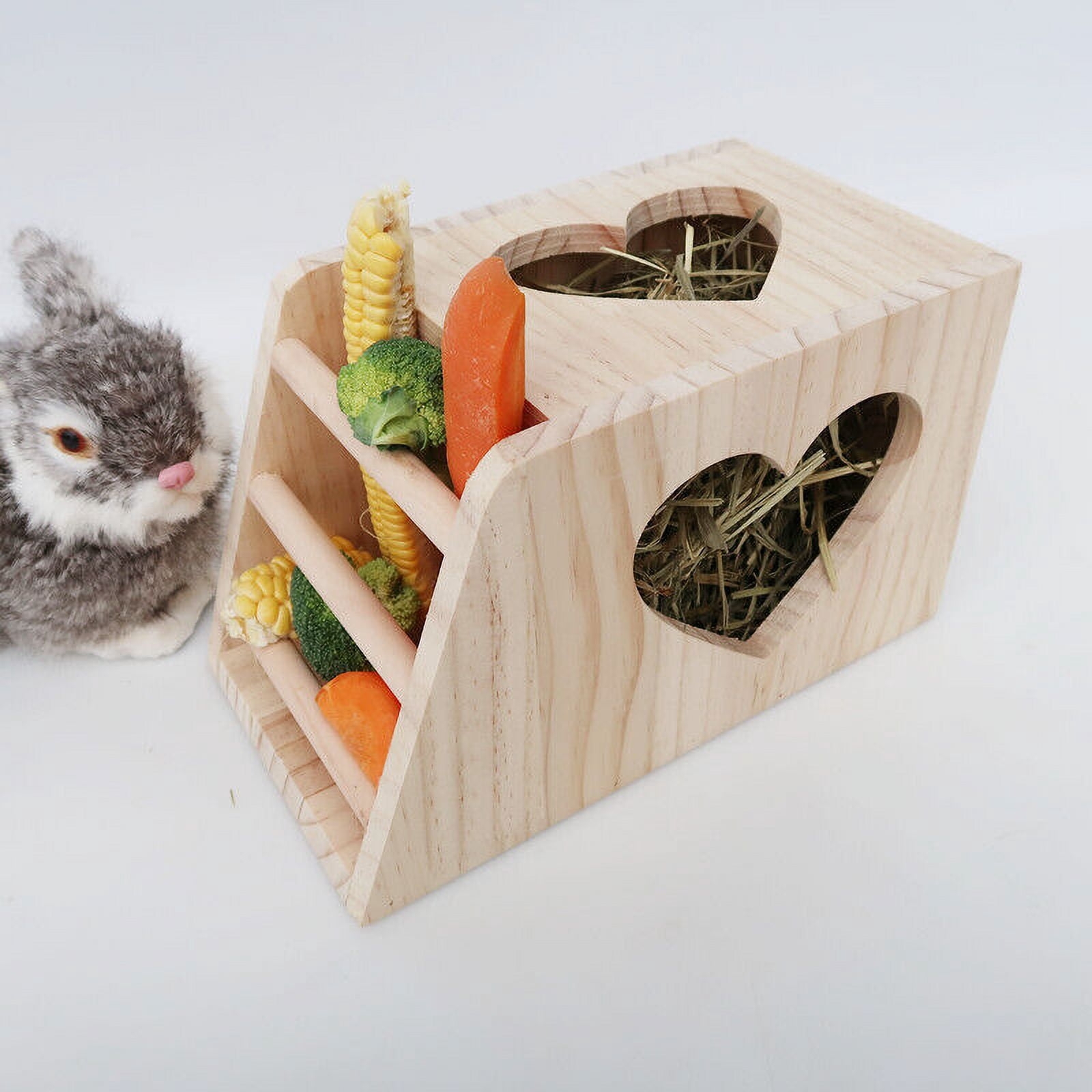 Wooden Cage Feeder Hay Rack For Rabbits Chinchillas Hay Feeder for Pets Home