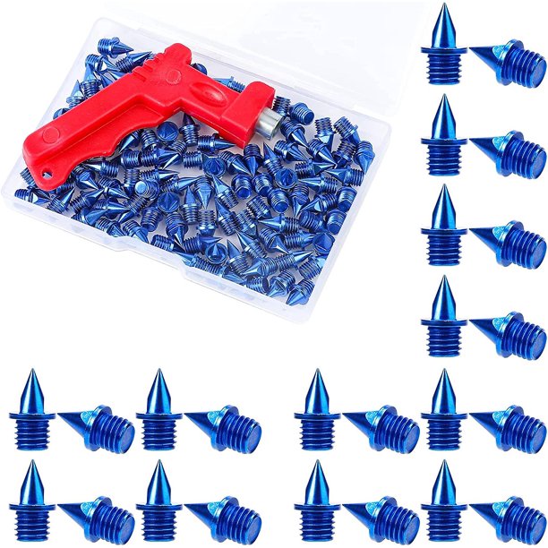 Clavos de 100 piezas para zapatos de pista, clavos de pista de 1/4 de pulgada, clavos de pista de acero y clavos de campo traviesa clavos de zapatos de golf con llave de clavos, clavos de repuest