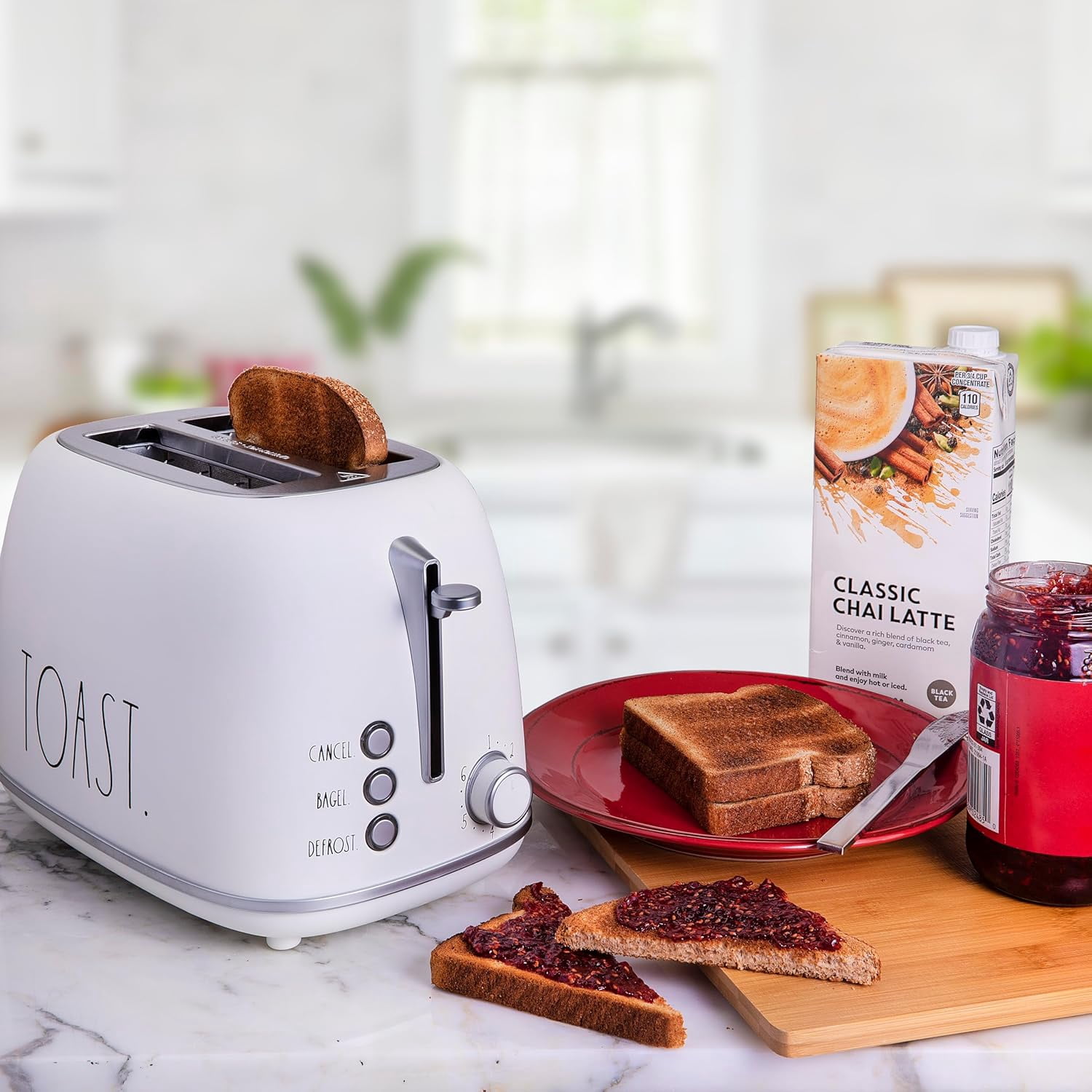 COOK WITH COLOR Retro Rounded 2 Slice Toaster, Stainless Steel Toaster with Wide Slots and 6 Browning Levels, White