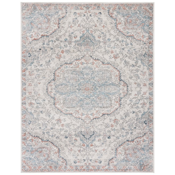 SAFAVIEH Oregon Seachlann Floral Bordered Area Rug, 9' x 12', Grey/Blue