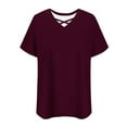 thumbnail image 6 of Fanxing Wine Short Sleeve Tees Slimming Summer Blouses, 6 of 7
