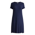 thumbnail image 4 of Time and Tru Women's Rib Knit Swing Dress with Short Sleeves, Sizes XS-XXXL, 4 of 4
