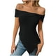 thumbnail image 1 of Blusas para Mujeres Casual Color Sólido de un Hombro Delgado Dividido, Arco Detalle Poliéster Elastano Superior, 1 of 7