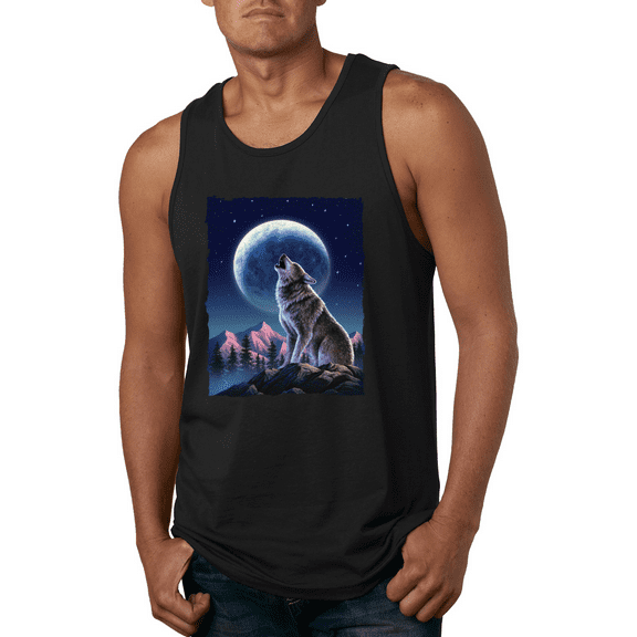 Full Moon Snow Wolf Howling Animal Lover Graphic Tank Top