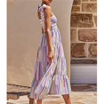 thumbnail image 1 of Vestido largo de verano, vestido informal de verano, vestido con tirantes y cuello ancho, vestido estampado, funcionalidad de alta precisión, 1 of 6
