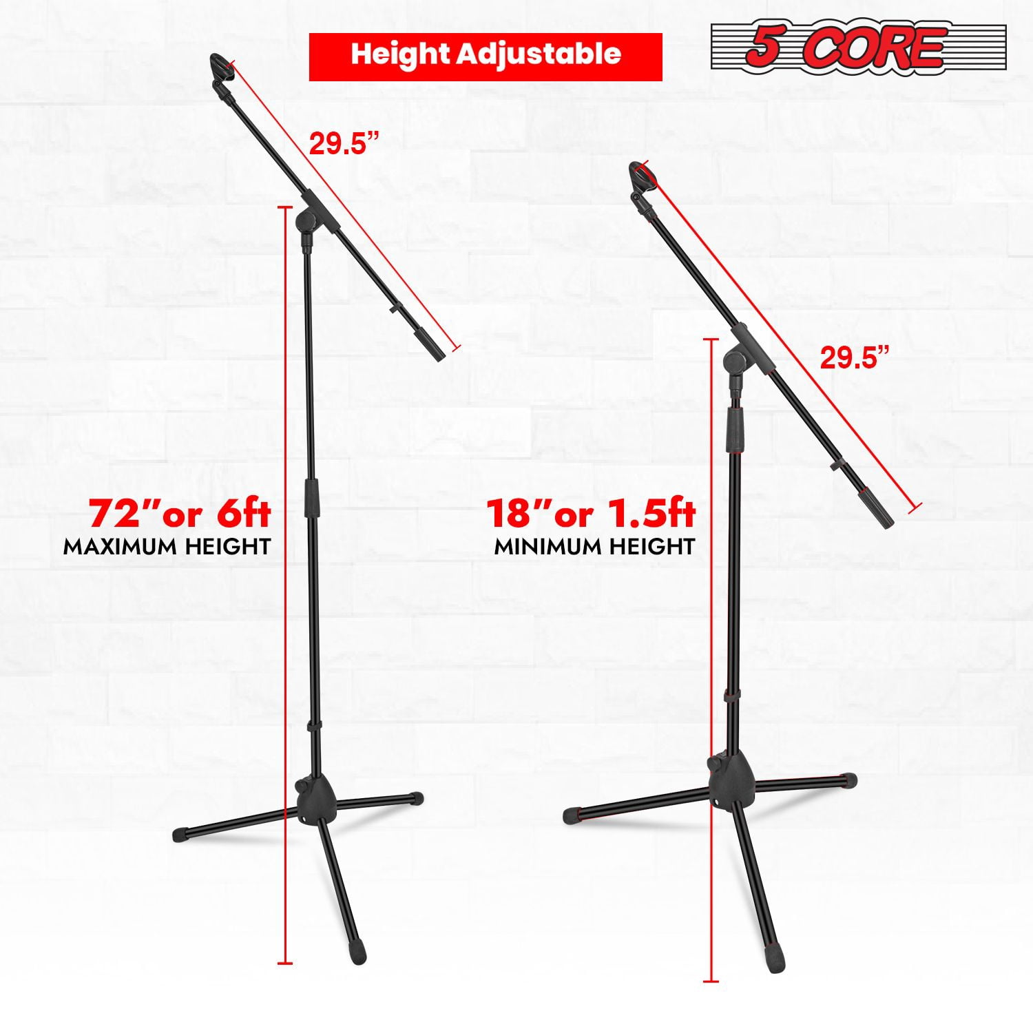 Tripod Mic Stand Floor 2Pcs Adjustable 18 to 72 Inches Sturdy Boom Arm Holder Microphone Stands Pedestal Para Microfono for Singing
