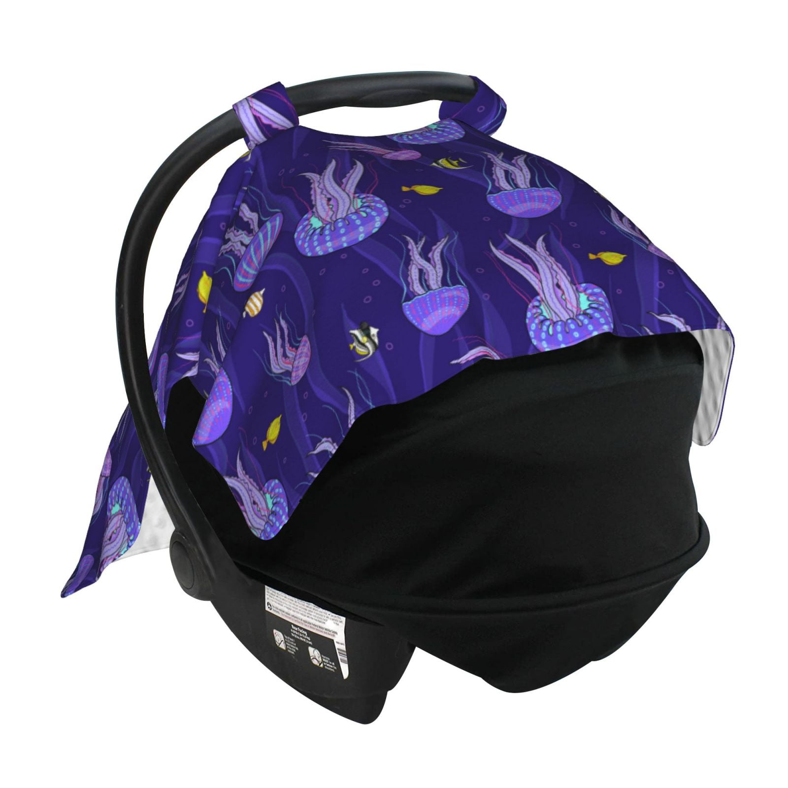 Car Seat Cover Baby - Yellow Fish Purple Jellyfish Breathable Infant Car Seat Cover for Baby Carseat, Lightweight Comfort Baby Essentials Must Haves Newborn Stuff for Girl Boy