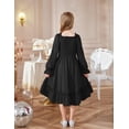 thumbnail image 3 of Arshiner Girls Dresses Puff Long Sleeve Fall Winter Smocked High Low Swing Midi Dress with Pockets, 3 of 6