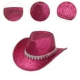 thumbnail image 6 of Segolike Western Cowboy Hat Retro Cowgirl Hat for Role Playing Festival Pink Red, 6 of 8