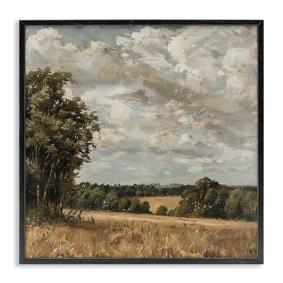 Stupell Industries Clouds Over Country Scenery Landscape & Nature Painting Black Framed Art Print Wall Art, 12 x 12