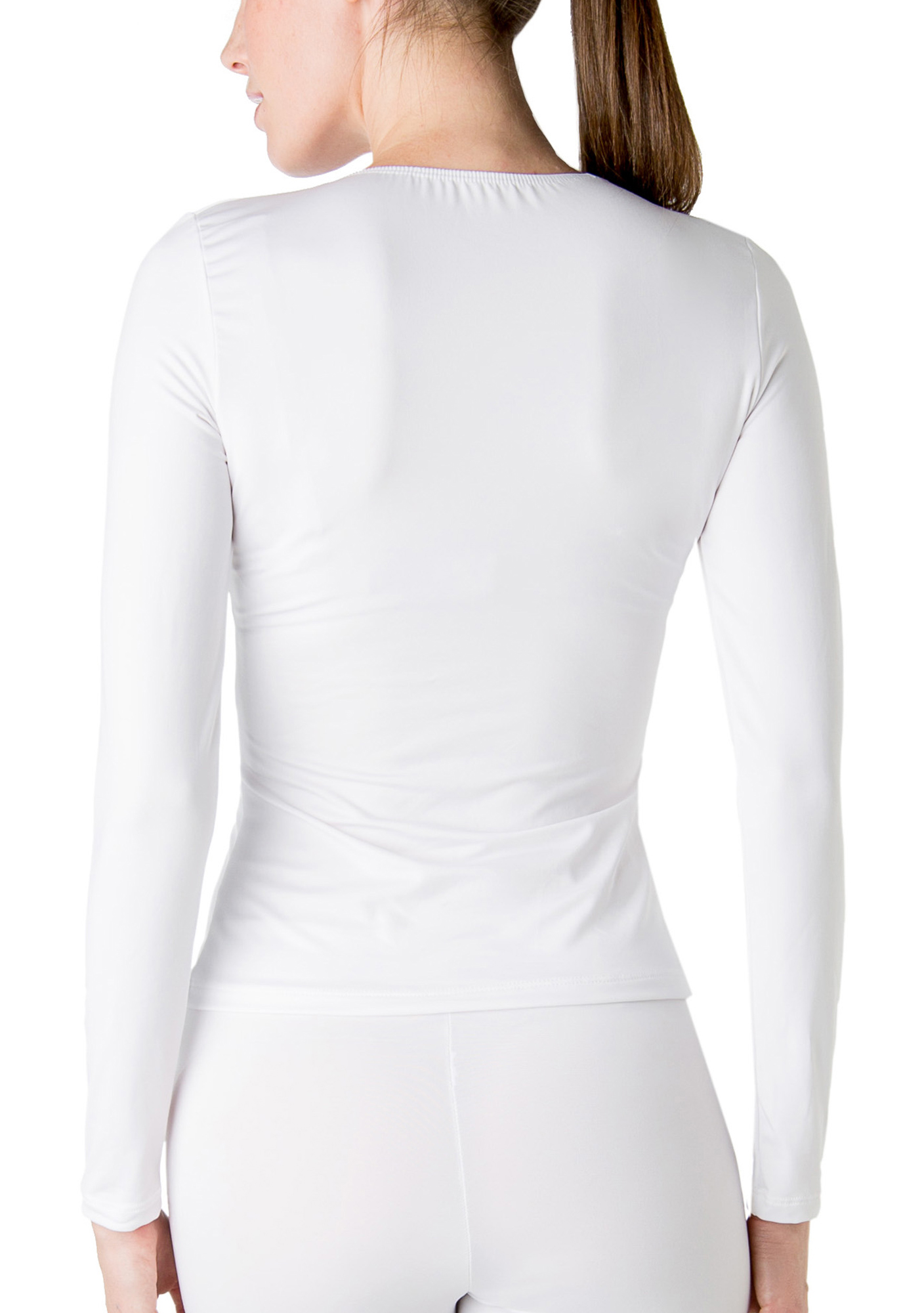 Elita Women's Warm Wear Microfiber Long Sleeve Top, White, XL