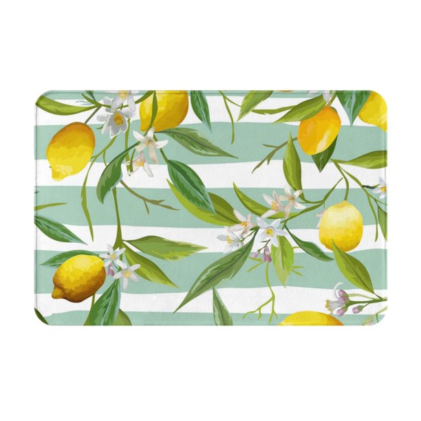 Balery Lemon Felpudo de franela, resistente a las manchas y a la decoloración, para uso interior y exterior, fácil de limpiar, 40 x 60 cm