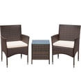 thumbnail image 5 of Lacoo 3 Pieces Outdoor Patio Furniture Gray PE Rattan Wicker Table and Chairs Sets Bar Set with Cushioned Tempered Glass , Brown/ Beige, 5 of 6