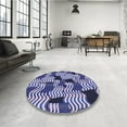 thumbnail image 4 of Ahgly Company Machine Washable Indoor Round Transitional Blue Area Rugs, 3' Round, 4 of 7